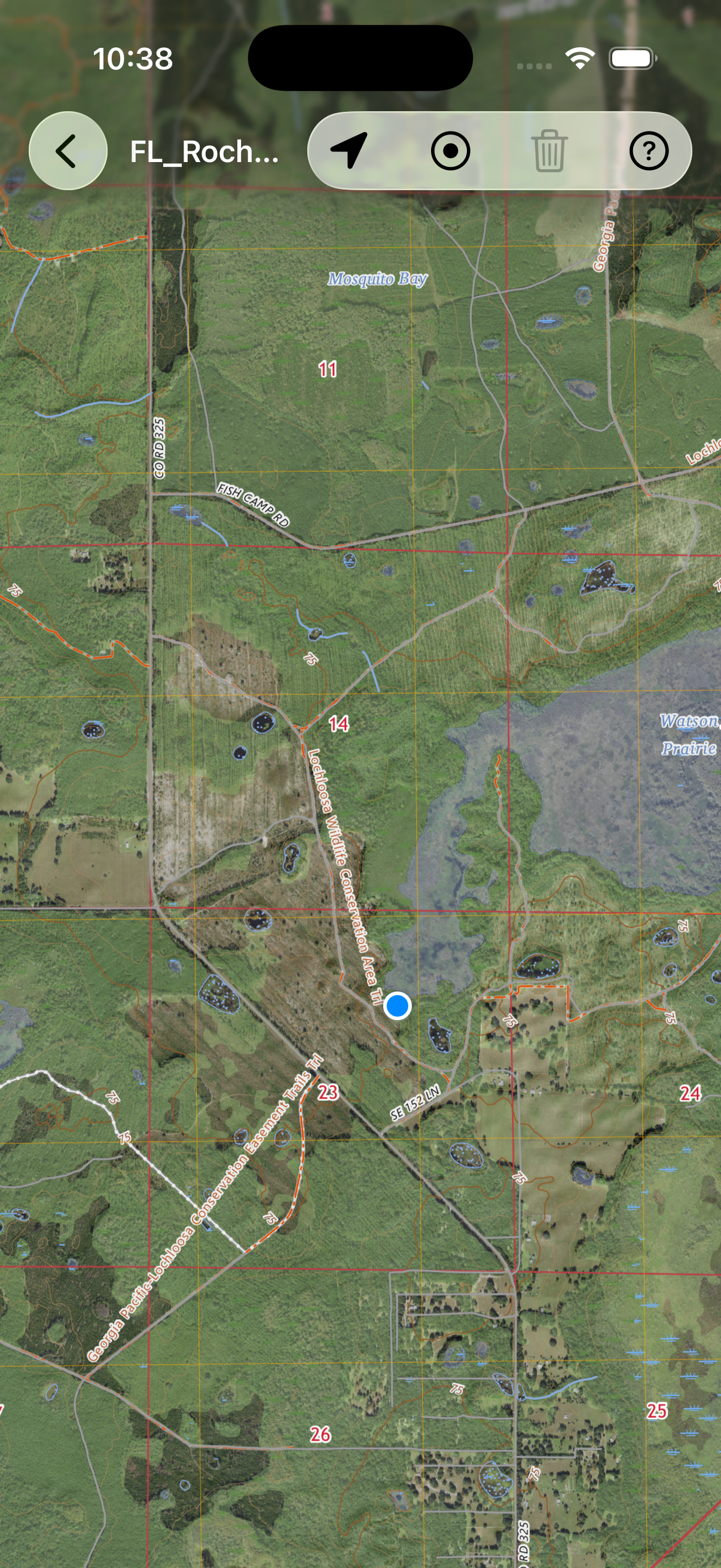 Zoomed in topo map detail